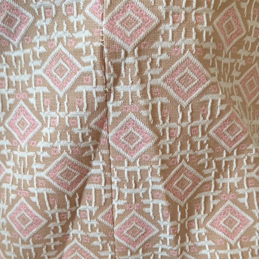 Vintage, 60’s, Pink & Taupe, Geometric-Patterned Women's Dress Double-knit poly - Picture 16 of 16
